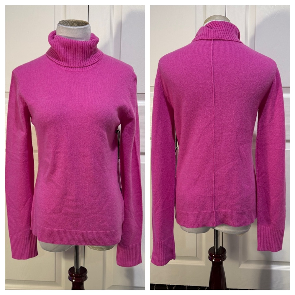 NWT! Cashmere! MICHAEL STARS Claire Cashmere Turtleneck In FUCHSIA - Picture 2 of 6